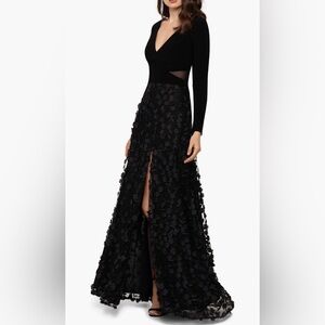 Xscape Evenings - Xscape 3D - Bloom Long
Sleeve Black Floral Gown